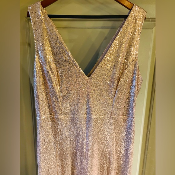 Women’s Plus size Rose Gold Sequin long dress - Picture 5 of 13